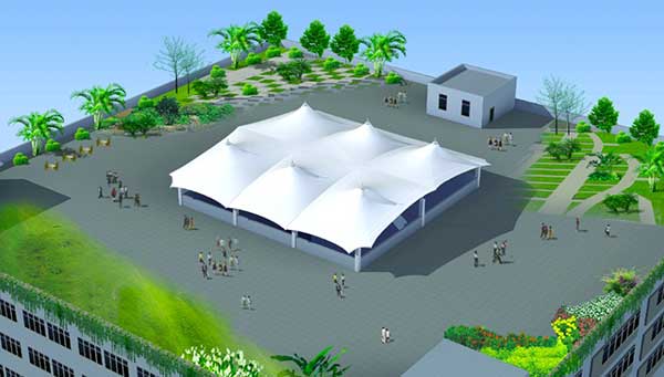 華能長興電廠廠內(nèi)膜結(jié)構(gòu)車棚光伏pc項目